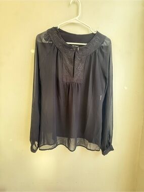 Early 2000 - ZARA WOMAN Sheer Embroidered Blouse
Black | Size Large